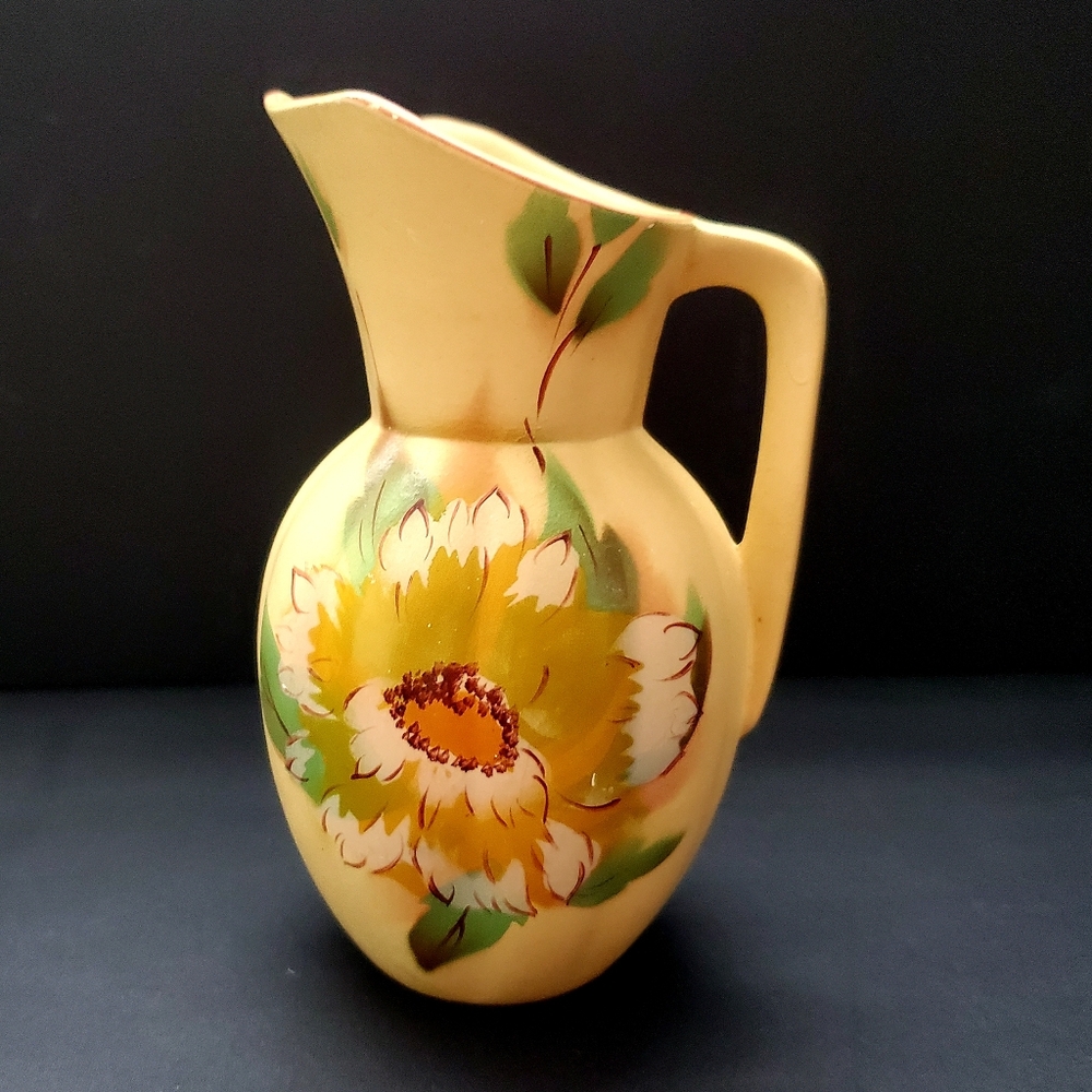 Vintage English Pottery Floral Mini Pitcher Vase Smooth Matte Glaze Fall Colours
